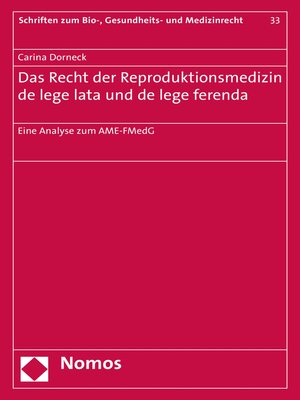 cover image of Das Recht der Reproduktionsmedizin de lege lata und de lege ferenda